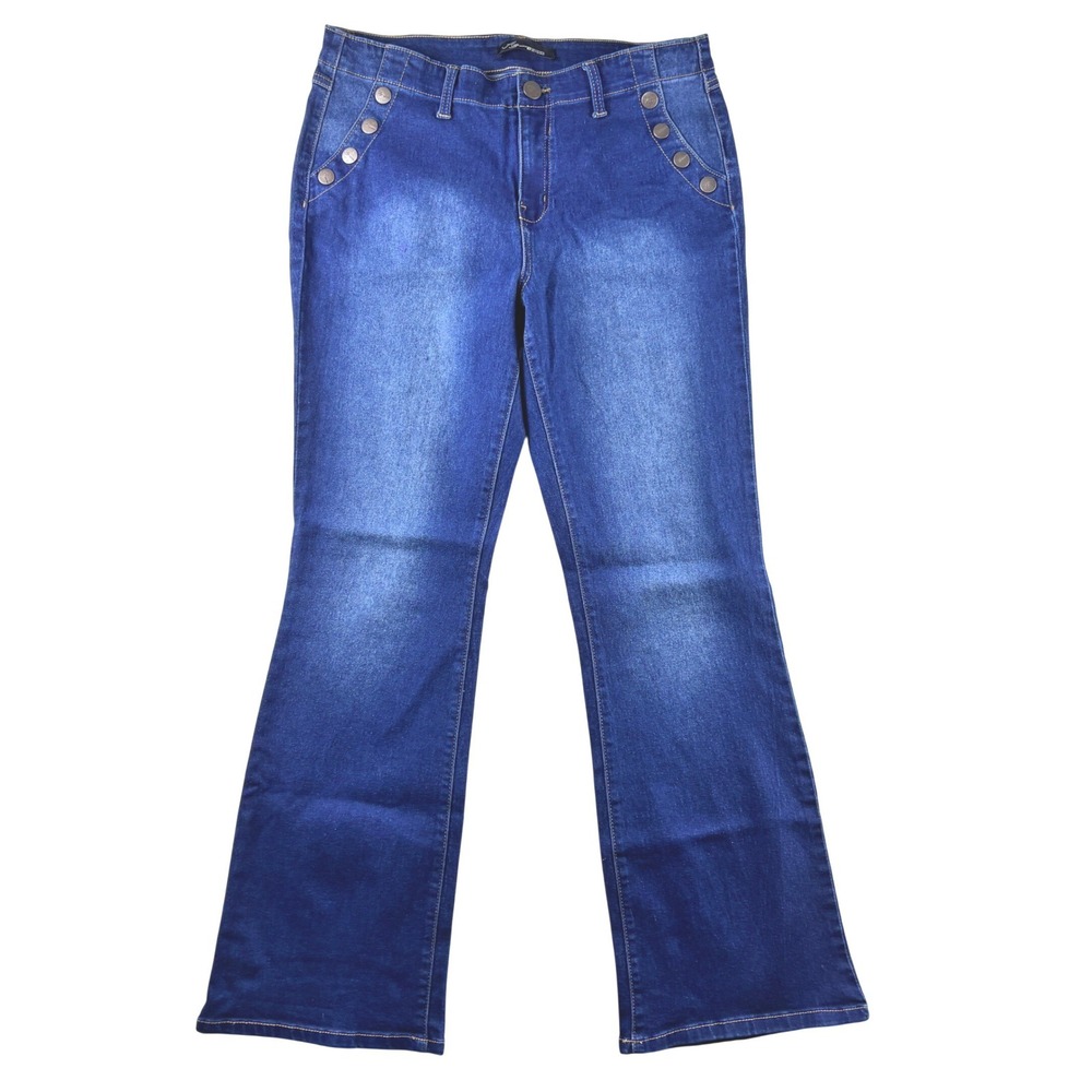 AS DENIM Women's Flare Jeans Blue Wash Front Size 14‎